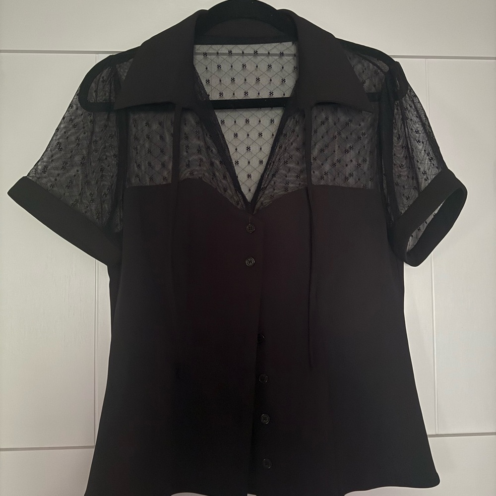 Unique Vintage Collar Top Sheer Top